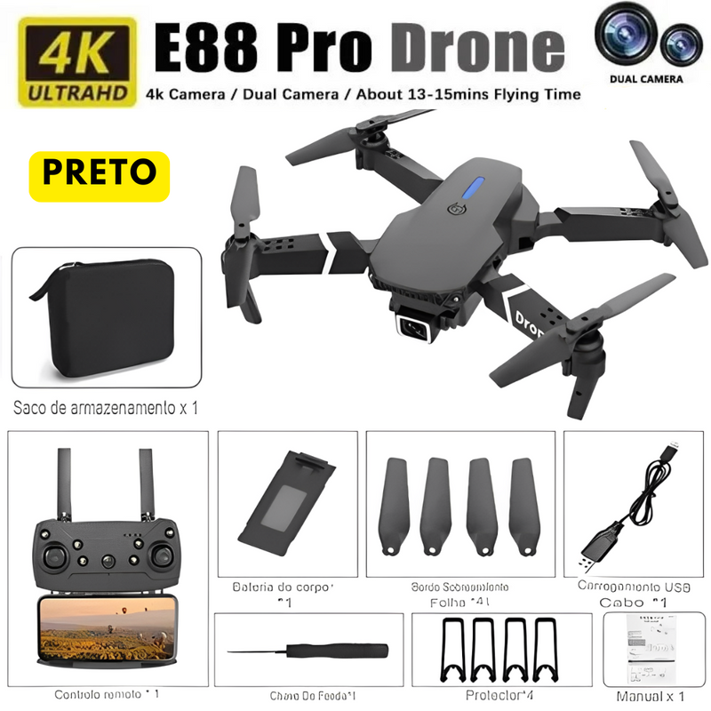 Drone E88Pro RC 4K Profissional