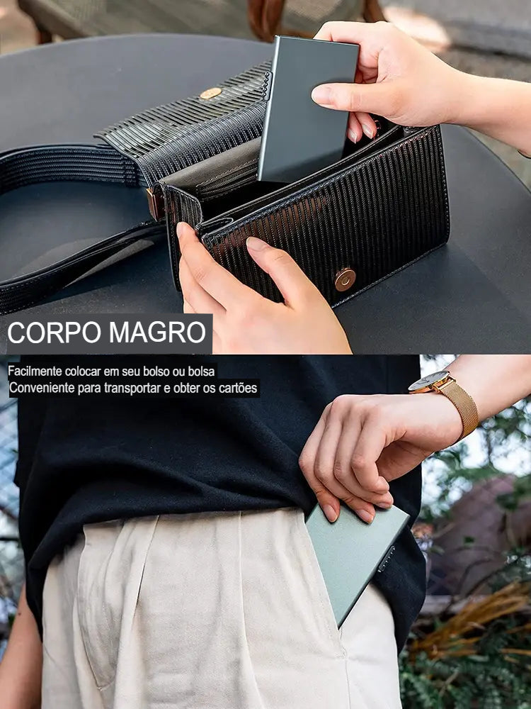 Porta-Cartões de Metal Slim com Bloqueio RFID